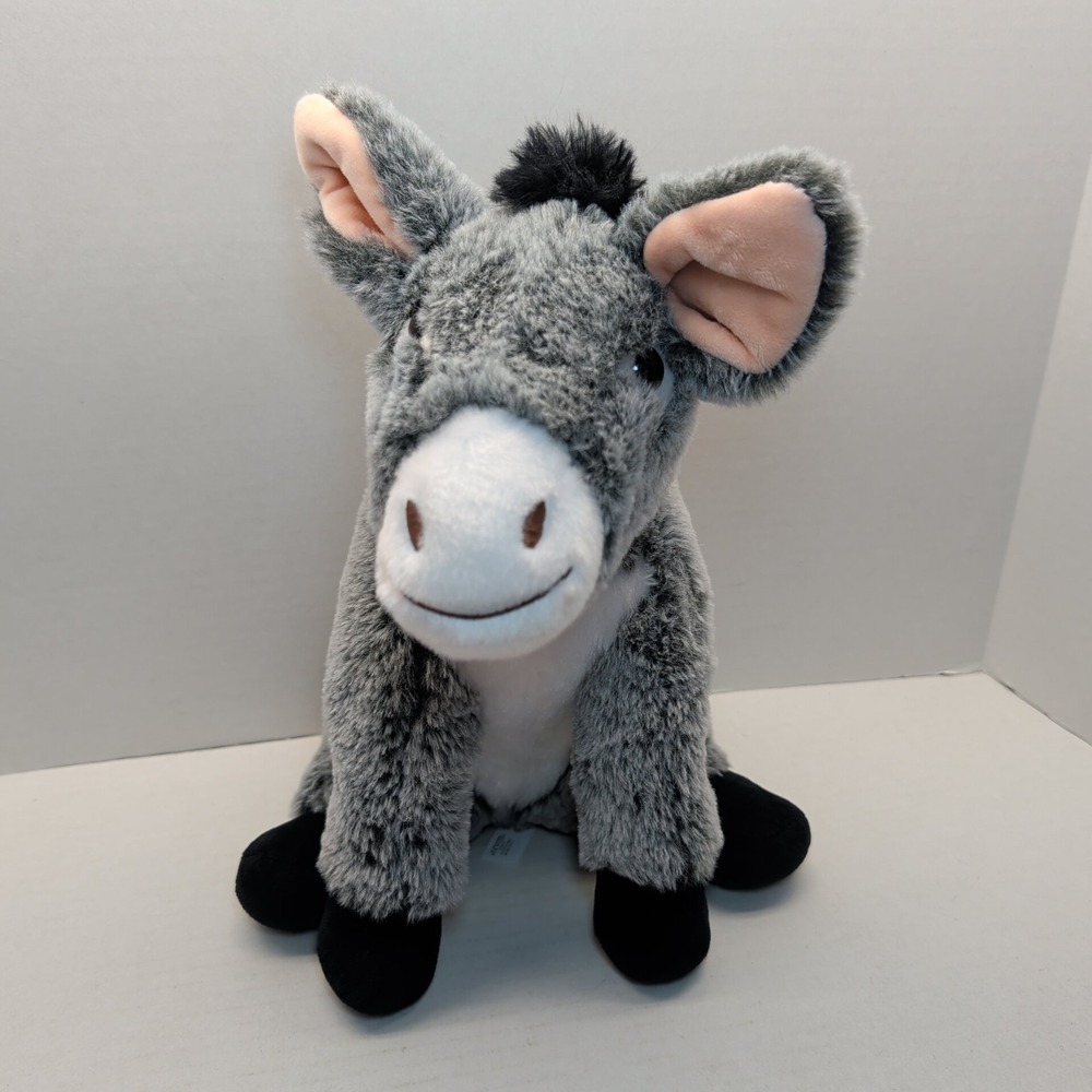The Petting Zoo Donkey Plush Stuffed Animal‎ Toy Sitting Recycled 13"